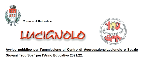 Pubblicato l'avviso per l'ammissione al Centro di aggregazione “Lucignolo” e allo Spazio Giovani “You Spa”