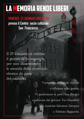 Giornata della Memoria, il 27 gennaio a San Francesco parole e musica per non dimenticare