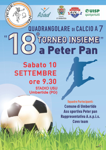 Il 10 settembre torna il torneo "Insieme a Peter Pan" 