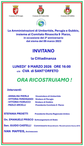 3° ANNIVERSARIO SISMA 9 MARZO 2023 - PER NON DIMENTICARE E GUARDARE AVANTI INSIEME