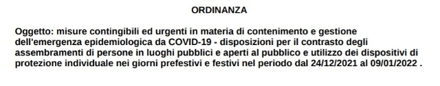Ordinanza con ulteriori misure per il contenimento del contagio 