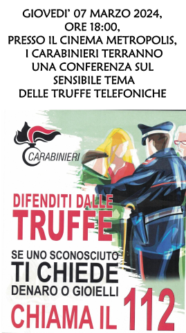 Incontro al cinema Metropolis sulle “Truffe agli anziani”