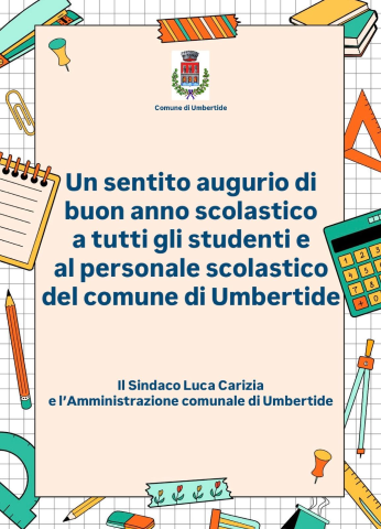 Un sentito augurio di buon anno scolastico a tutti gli studenti e al personale scolastico del comune di Umbertide