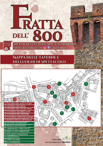 "FRATTA DELL'800": MAPPA DELLE TAVERNE E DEI LUOGHI DI SPETTACOLO - PROGRAMMA 2025 - LOCANDINA