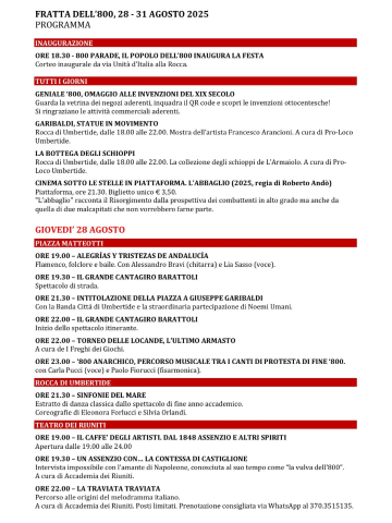 📣📌 𝐄𝐂𝐂𝐎 𝐈𝐋 𝐏𝐑𝐎𝐆𝐑𝐀𝐌𝐌𝐀 𝐂𝐎𝐌𝐏𝐋𝐄𝐓𝐎 𝟐𝟎𝟐𝟓 𝐃𝐄𝐋𝐋𝐀 “𝐅𝐑𝐀𝐓𝐓𝐀 𝐃𝐄𝐋𝐋’𝟖𝟎𝟎”, 𝐑𝐈𝐂𝐂𝐎 𝐃𝐈 𝐀𝐏𝐏𝐔𝐍𝐓𝐀𝐌𝐄𝐍𝐓𝐈 𝐈𝐌𝐏𝐄𝐑𝐃𝐈𝐁𝐈𝐋𝐈