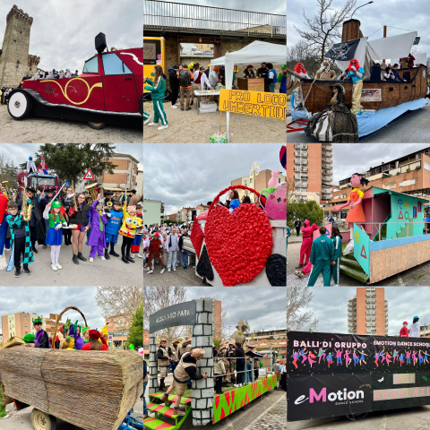 SUCCESSO STRAORDINARIO PER IL CARNEVALE DI UMBERTIDE: MUSICA, COLORI E DIVERTIMENTO TRA SFILATA DEI CARRI E VEGLIONE DEL TEA-CINE