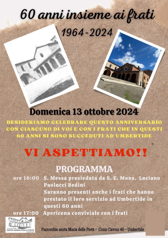 Umbertide celebra i 60 anni dei Frati di Santa Maria della Pietà