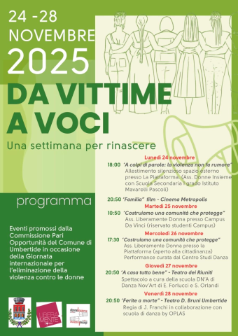 DA VITTIME A VOCI: UNA SETTIMANA PER RINASCERE