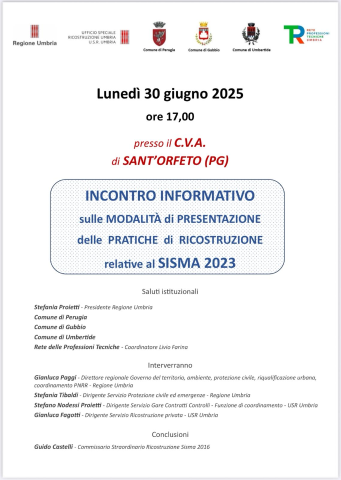 INCONTRO INFORMATIVO sulle MODALITÀ di PRESENTAZIONE delle PRATICHE di RICOSTRUZIONE relative al SISMA 2023