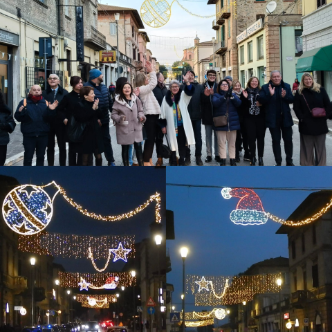 UMBERTIDE BRILLA DI LUCE NATALIZIA: LUMINARIE ACCESE E TAGLIO DEL NASTRO PER IL PRESEPE D’AUTORE