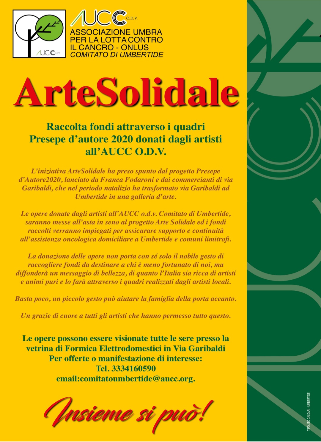 ArteSolidale, dalla mostra itinerante "Presepe d’autore 2020" una asta online per raccogliere fondi per l'Aucc di Umbertide