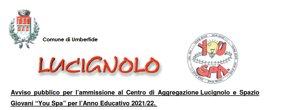Pubblicato l'avviso per l'ammissione al Centro di aggregazione “Lucignolo” e allo Spazio Giovani “You Spa”