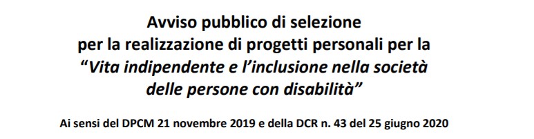 Avviso realizzazione progetti "Vita indipendente"