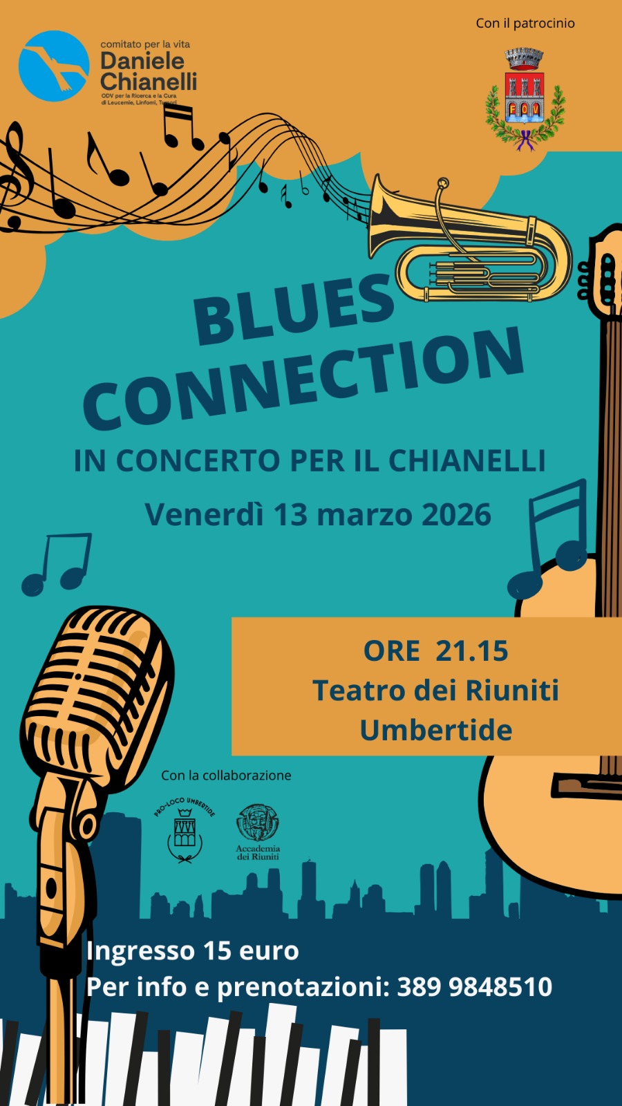 “BLUES CONNECTION PER CHIANELLI”: IL 13 MARZO 2026 AL TEATRO DEI RIUNITI UNA GRANDE SERATA DI MUSICA, SOLIDARIETA' E TESTIMONIANZE NEL SEGNO DEL COMITATO PER LA VITA “DANIELE CHIANELLI”