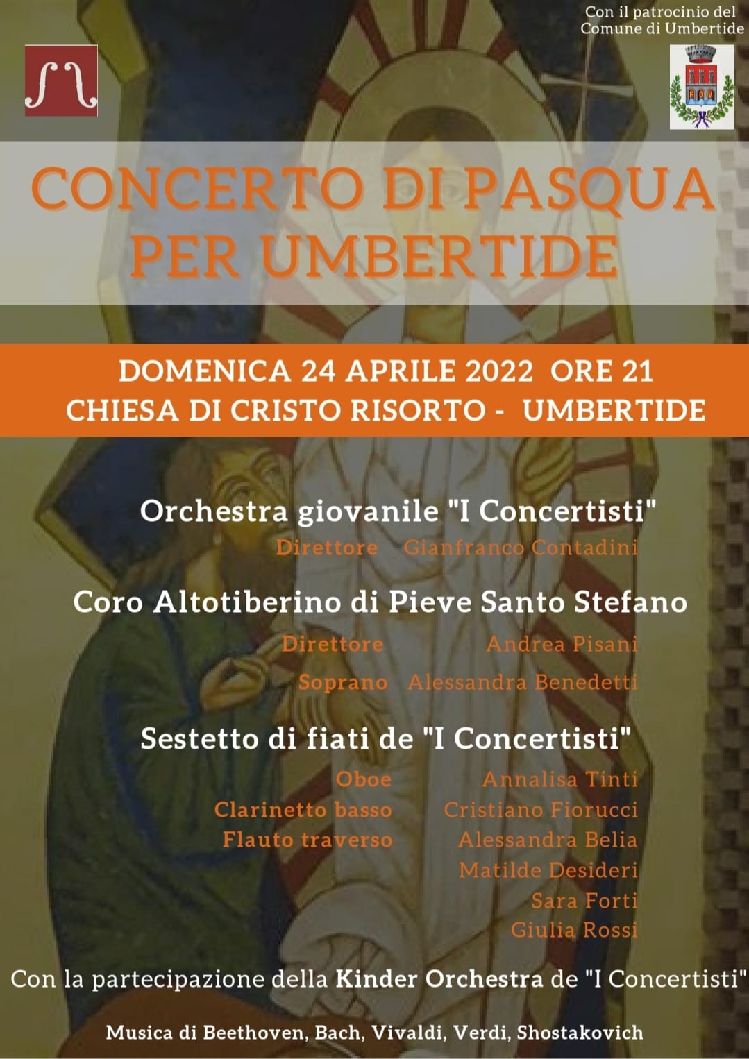Domenica 24 aprile a Cristo Risorto il “Concerto di Pasqua per Umbertide” della scuola di musica “I Concertisti”