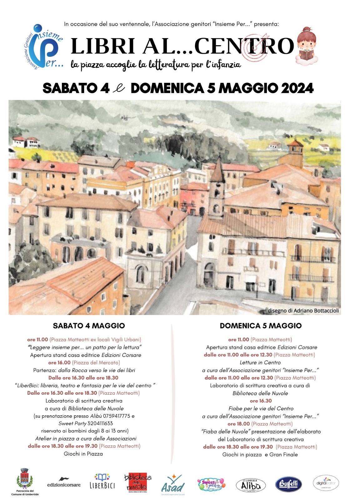 “LIBRI AL...CENTRO”, LA PIAZZA ACCOGLIE LA LETTERATURA PER L'INFANZIA sabato 4 e domenica 5 maggio