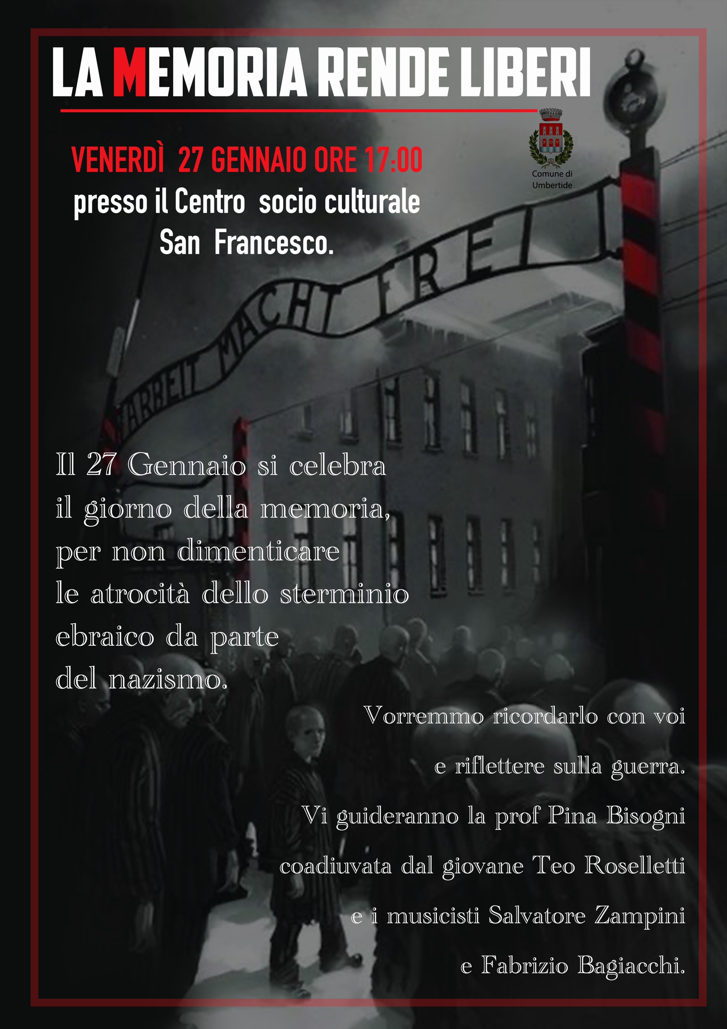 Giornata della Memoria, il 27 gennaio a San Francesco parole e musica per non dimenticare