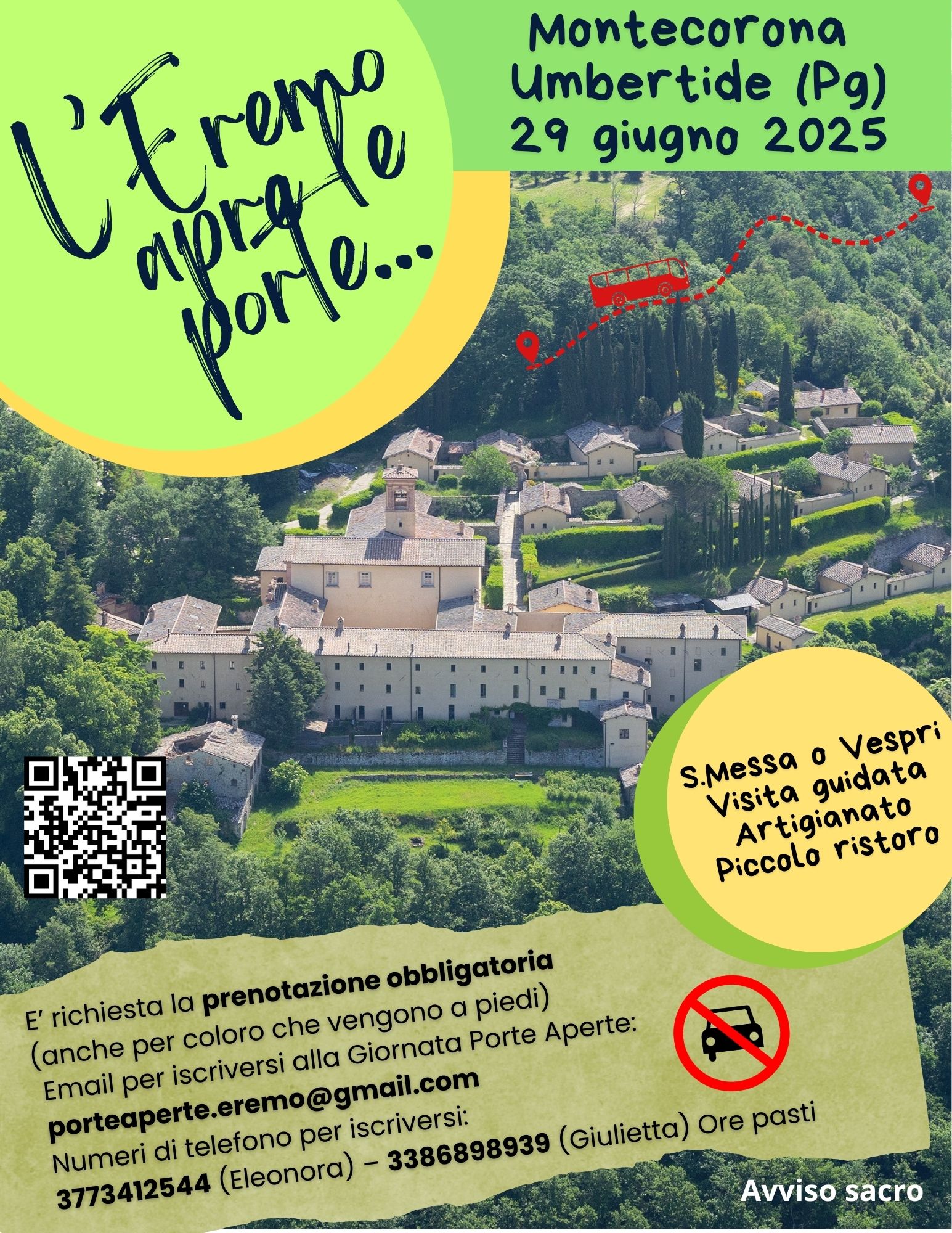 EREMO DI MONTECORONA: IL 29 GIUGNO TORNA LA GIORNATA “PORTE APERTE”