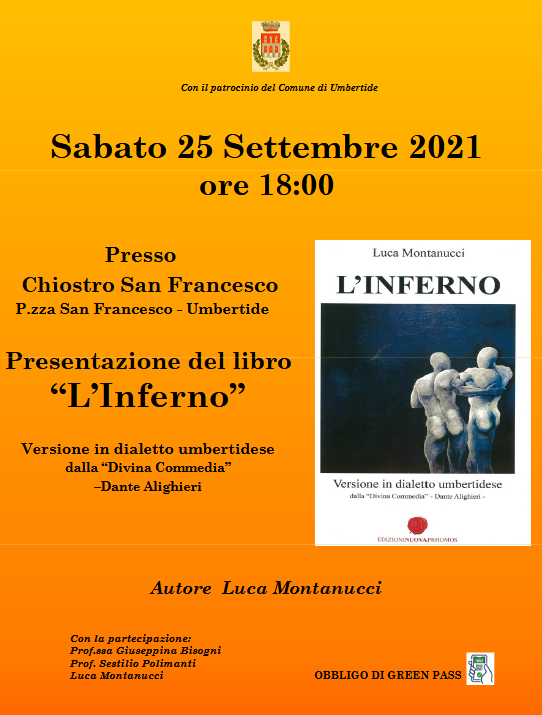 “L'inferno”, una versione in dialetto umbertidese della Divina Commedia: il 25 settembre la presentazione al chiostro di San Francesco