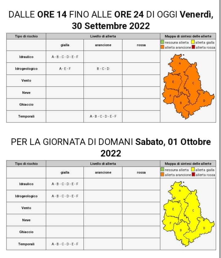 Avviso condizioni meteo avverse nei giorni di venerdì e sabato
