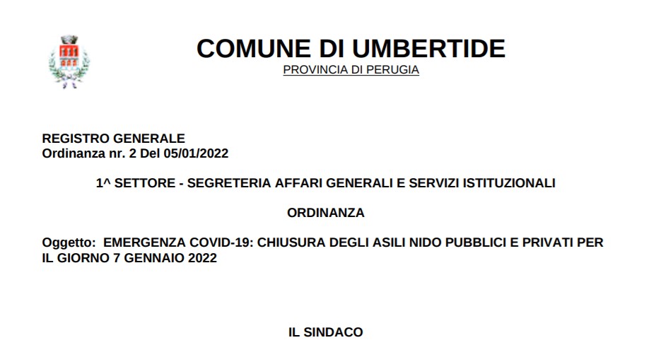 Il 7 gennaio chiusi gli asili nido