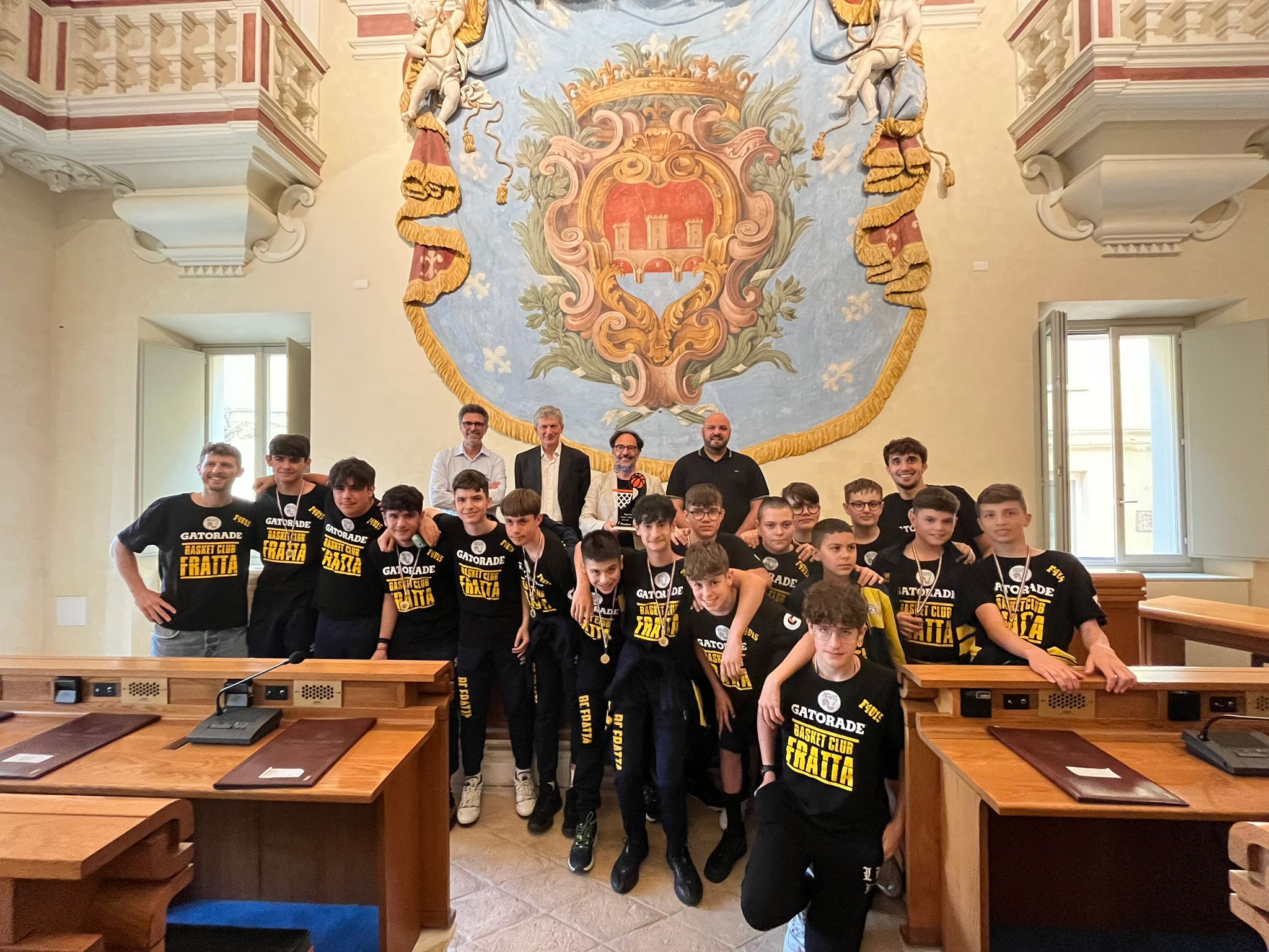 Il Basket Club Fratta, campione regionale Under 15 Silver, incontra il Sindaco Carizia e l'Assessore allo Sport Cavedon