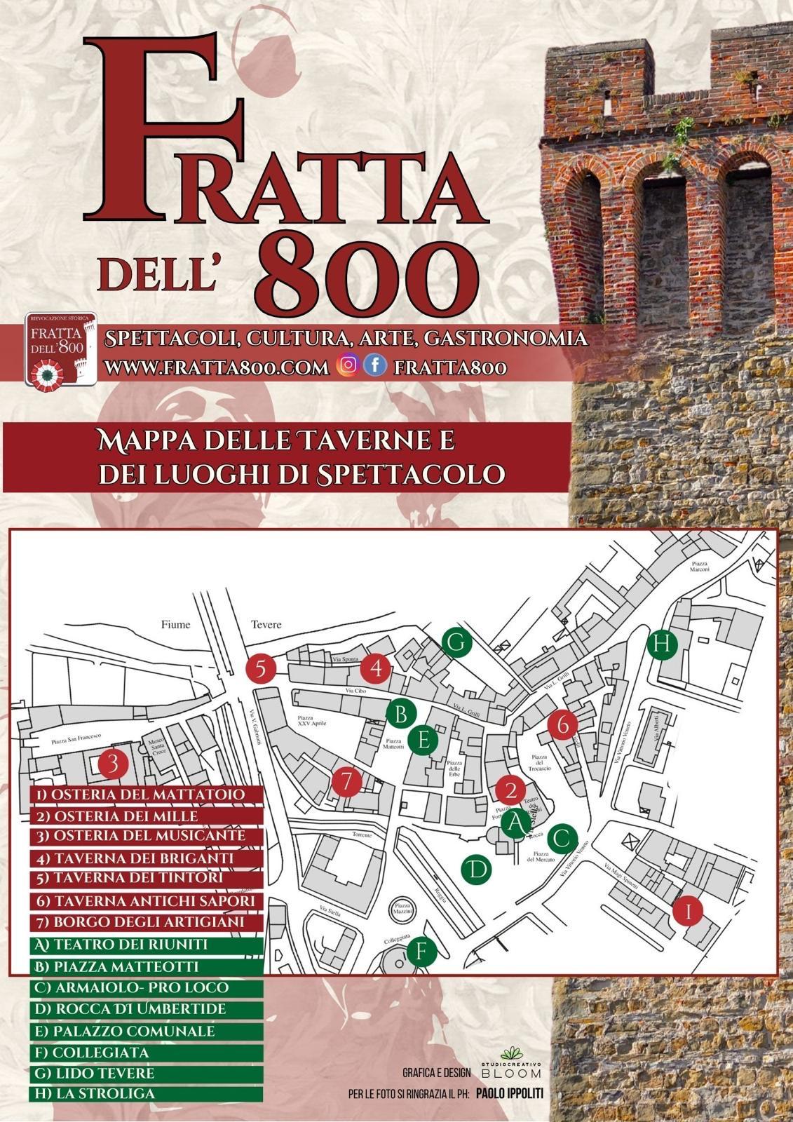 "FRATTA DELL'800": MAPPA DELLE TAVERNE E DEI LUOGHI DI SPETTACOLO - PROGRAMMA 2025 - LOCANDINA