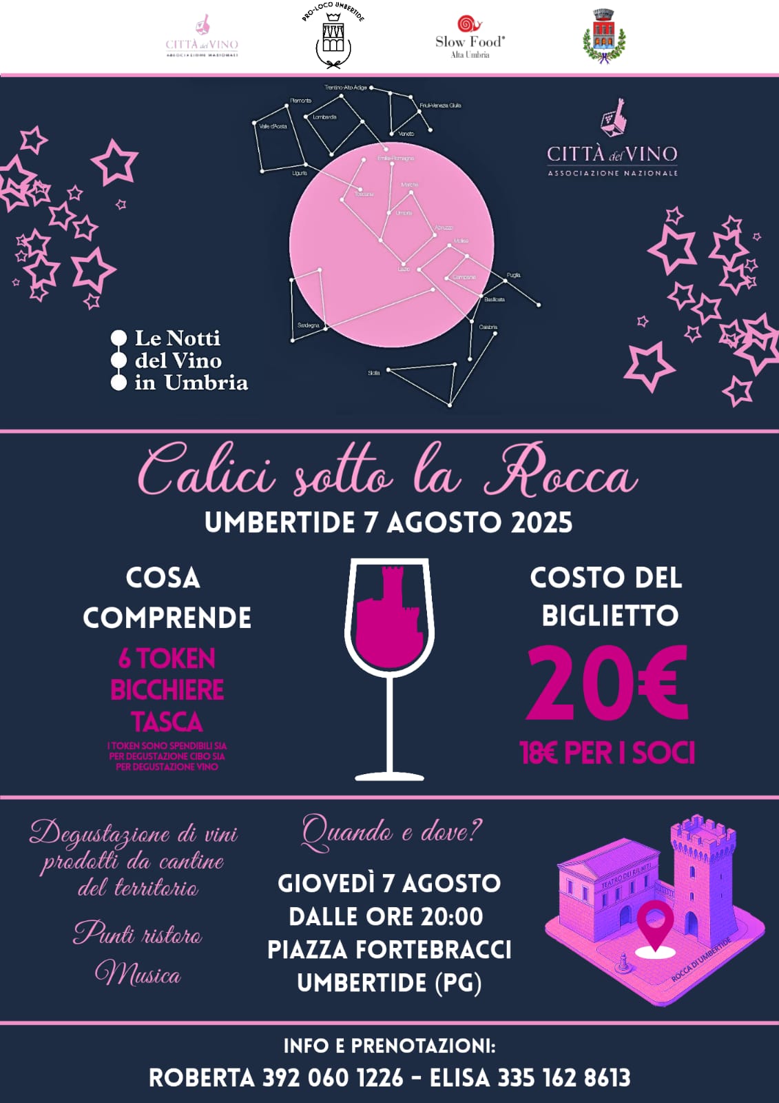 “CALICI SOTTO LA ROCCA - LE NOTTI DEL VINO”: GIOVEDÌ 7 AGOSTO A UMBERTIDE UN VIAGGIO TRA GUSTO, CULTURA E TERRITORIO