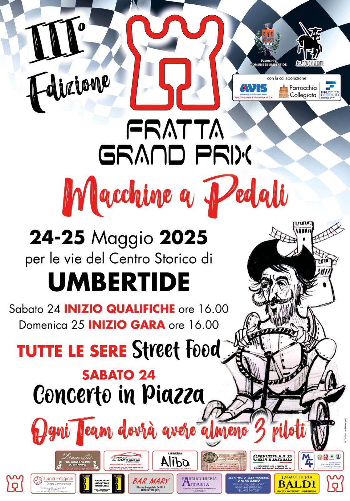 TUTTO PRONTO PER LA TERZA EDIZIONE DEL “TROFEO GRAND PRIX DELLA FRATTA - MACCHINE A PEDALI”