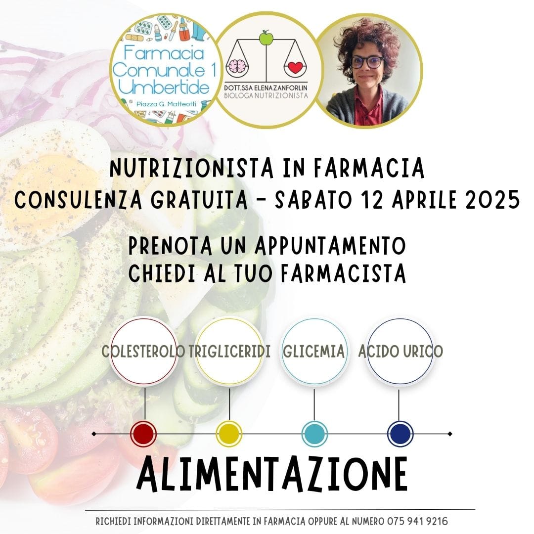 SALUTE E BENESSERE: LA FARMACIA COMUNALE 1 DI UMBERTIDE INVITA ALLA GIORNATA DI CONSULENZA NUTRIZIONALE GRATUITA