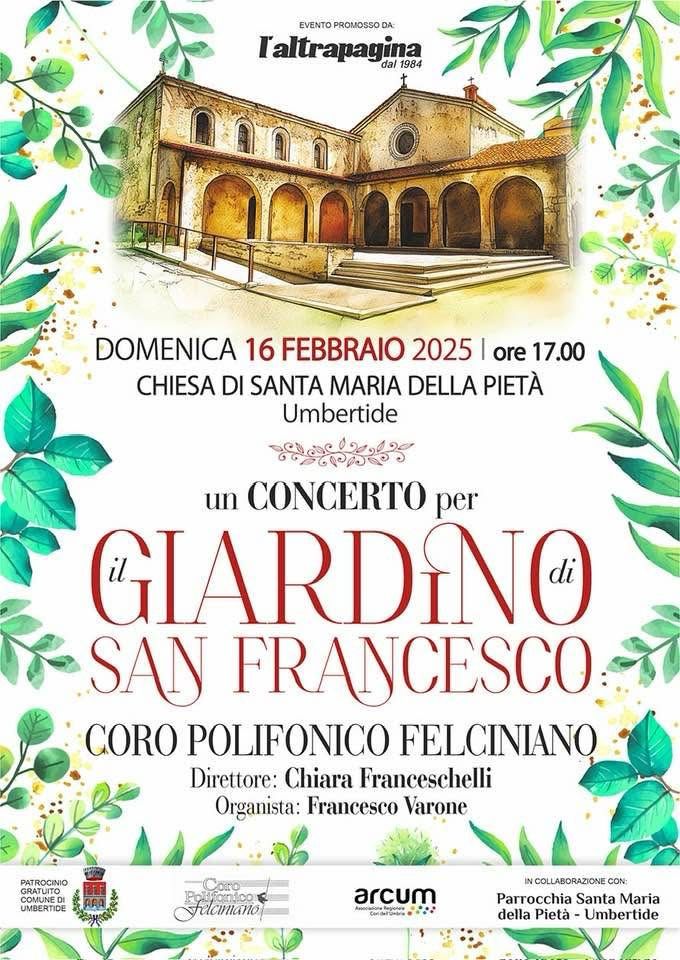UMBERTIDE OSPITA “UN CONCERTO PER IL GIARDINO DI SAN FRANCESCO”