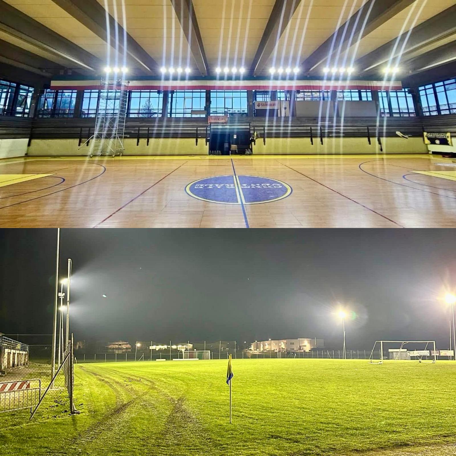 NUOVA ILLUMINAZIONE AL CAMPO SPORTIVO DI CALZOLARO, AL PALA STACCINI E ALLA SCUOLA DI VITTORIO