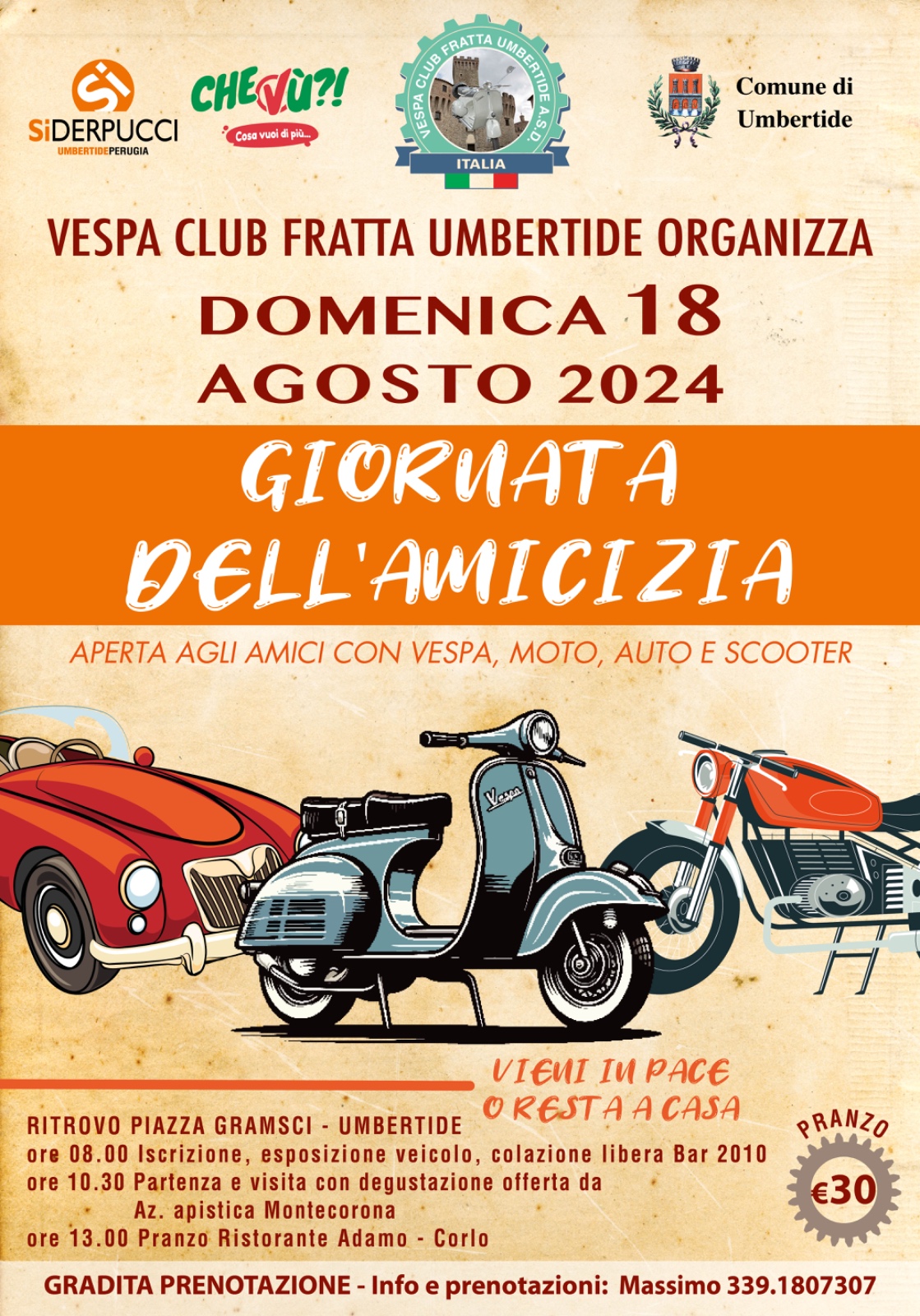 Vespa Club Fratta Umbertide organizza la “Giornata dell'Amicizia”