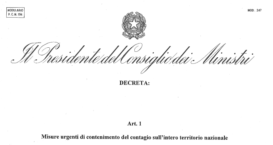 Decreto del Presidente del Consiglio dei Ministri del 26 aprile 2020