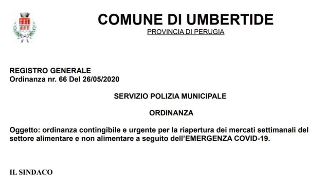 Firmata l’ordinanza per la riapertura dei mercati non alimentari