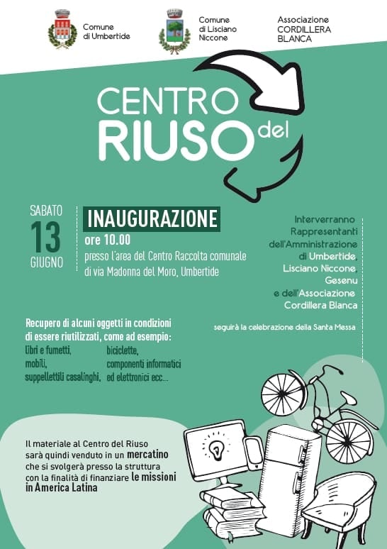 Sabato 13 giugno si inaugura il Centro del Riuso