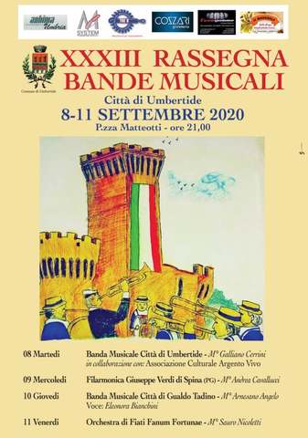 Dall'8 all'11 settembre la XXXIII Rassegna delle bande musicali “Città di Umbertide”