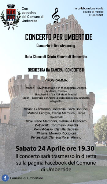 “Concerto per Umbertide”, l'orchestra da camera della scuola “I Concertisti” va in scena in straeming in una performace musicale dedicata alla città