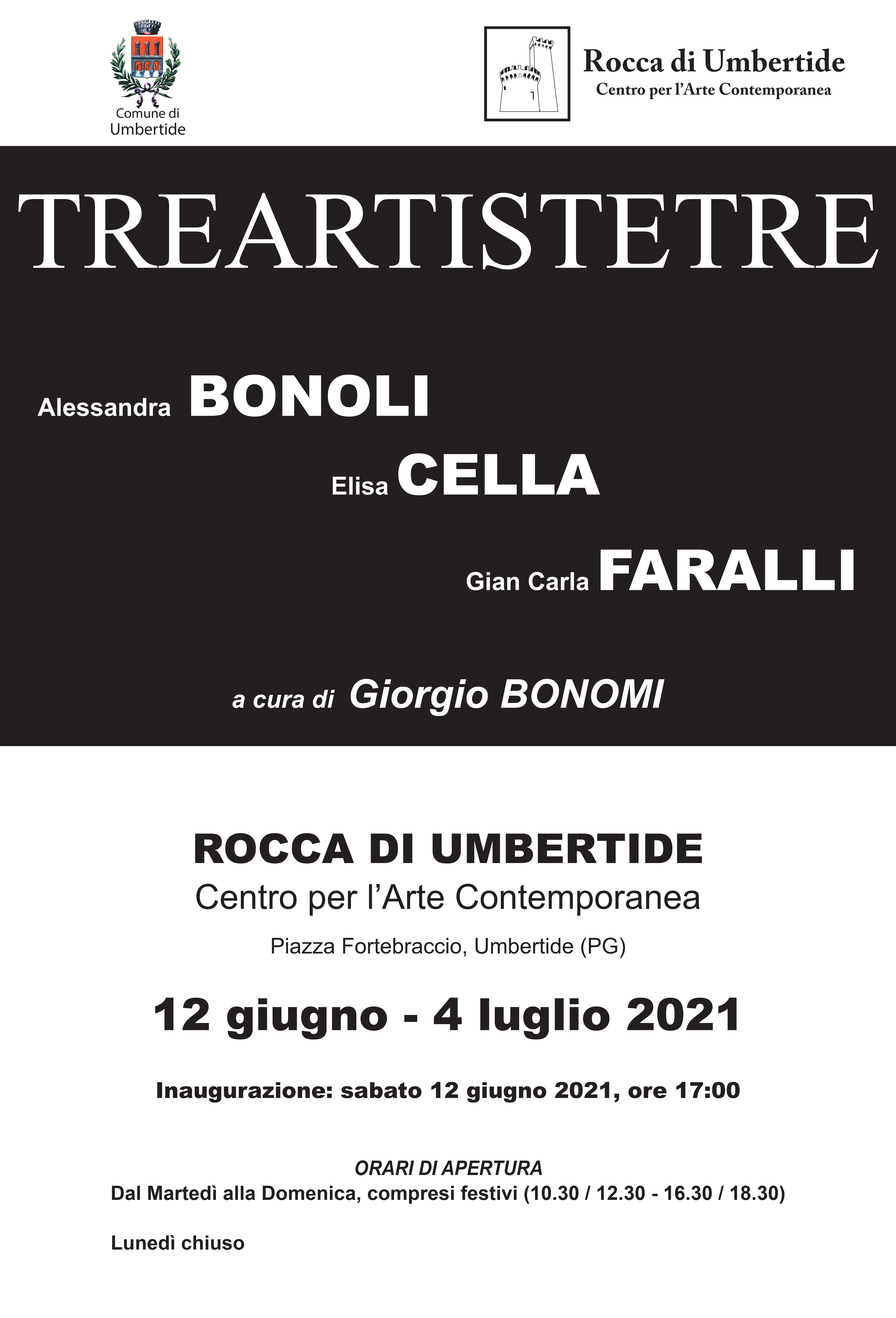 Dal 12 giugno al 4 luglio alla Rocca di Umbertide la mostra “TREARTISTETRE”