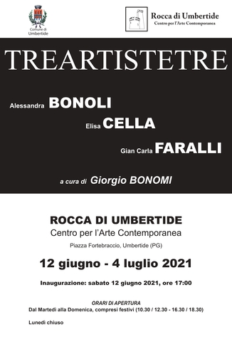 Dal 12 giugno al 4 luglio alla Rocca di Umbertide la mostra “TREARTISTETRE”